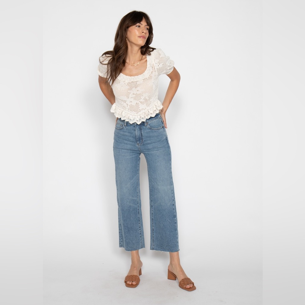 Oliver Logan Aberdeen High Rise Wide Leg Crop Jeans in Classic Vintage